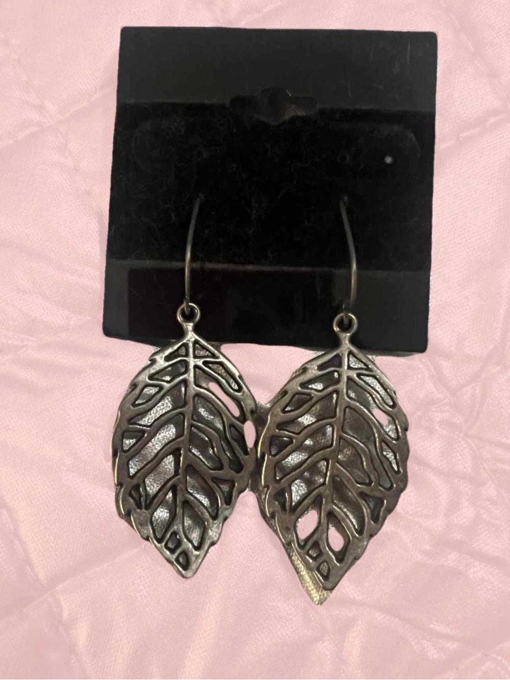 Vintage-Inspired Silver Tone Leaf Dangle Earrings boho naturecore fairycore